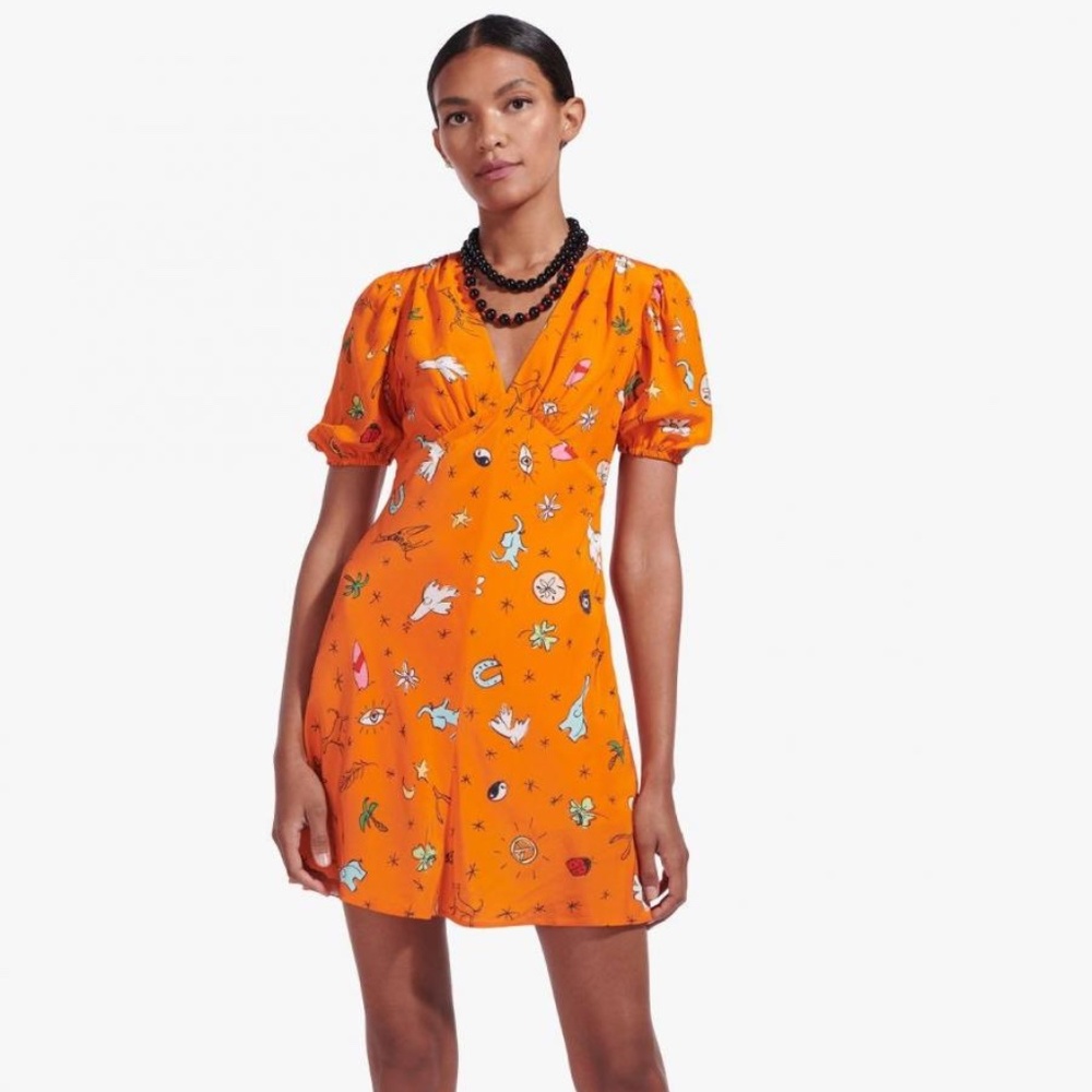 NWT - STAUD MILLA MINI DRESS | GOOD VIBES NECTARINE - Size 2